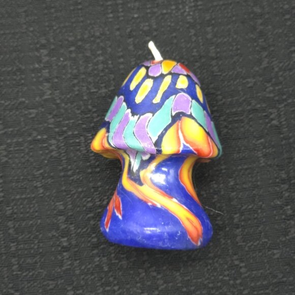 Vintage Mushroom Shaped Candle Groovy Psychedelic Hippy Retro Purple Orange 3" - Picture 5 of 7